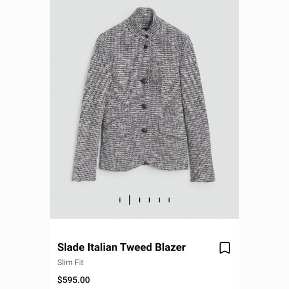 NWT$600 RAG & BONE 0 4 10 Slade Italian Tweed Blazer Grey Navy White Cotton - Picture 8 of 10